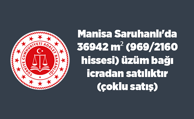 Manisa Saruhanlı'da 36942 m² (969/2160 hissesi) üzüm bağı icradan satılıktır(çoklu satış)