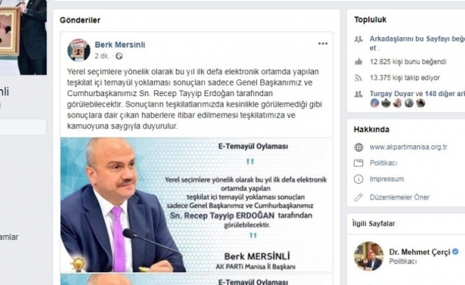 Başkan Mersinli’den e-temayül sonuçlarına ilişkin açıklama