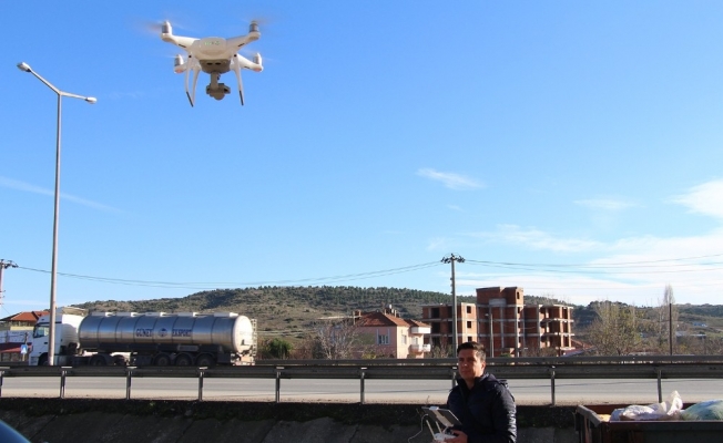 Trafik ekiplerinden droneli uygulama