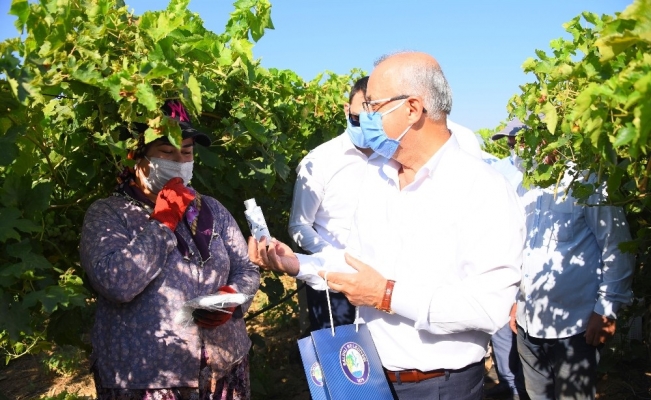 Manisa’da mevsimlik işçilere maske desteği