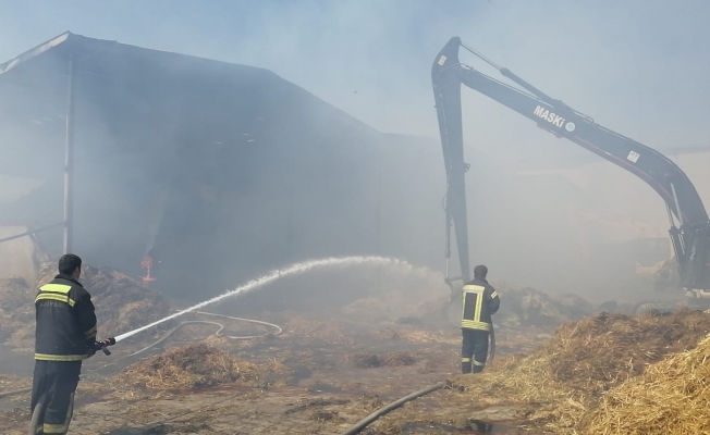 Çiftlikte çıkan yangında bin 200 ton saman kül oldu